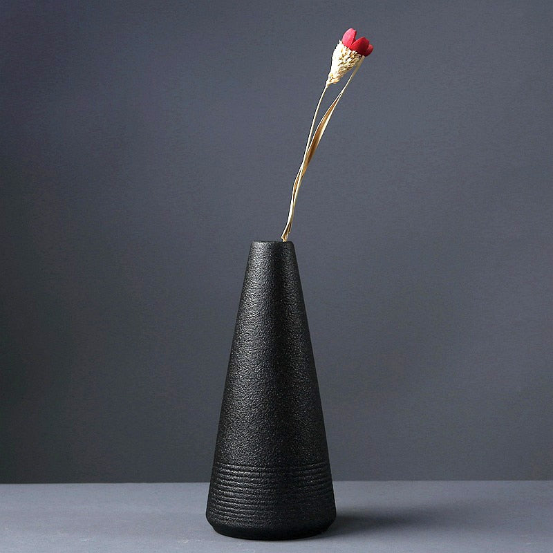 Black Ceramic Small Vase Home Decoration Crafts Tabletop Ornament