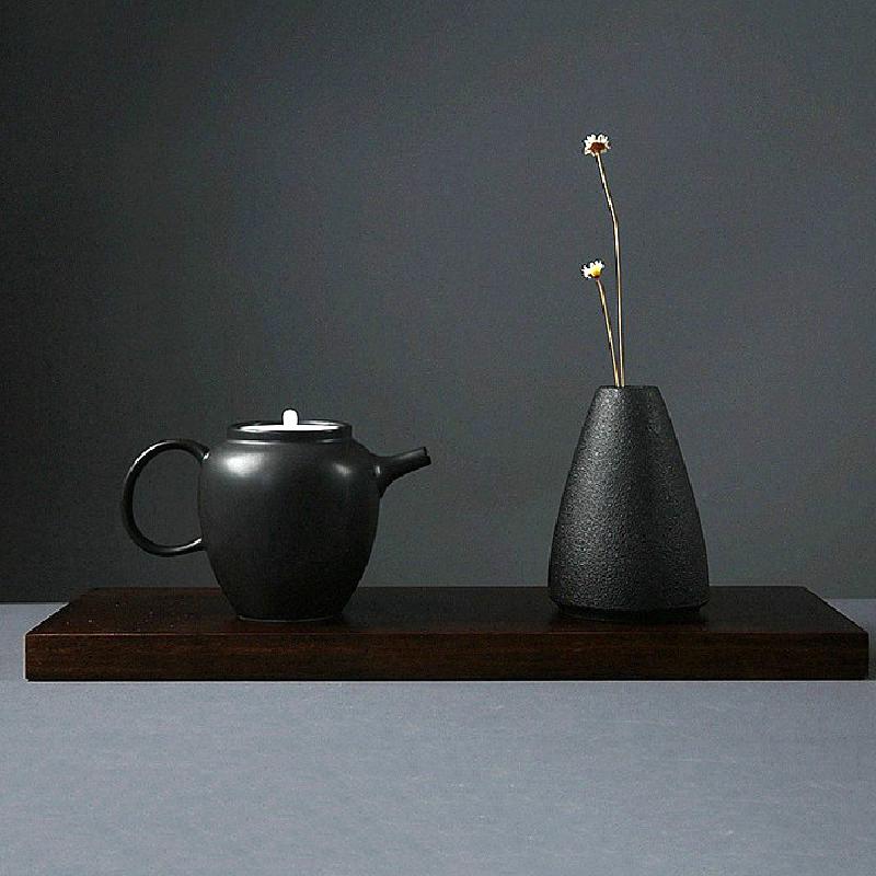 Black Ceramic Small Vase Home Decoration Crafts Tabletop Ornament