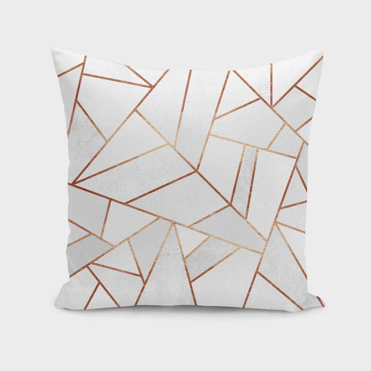 White Stone and Copper Lines Cushion/Pillow